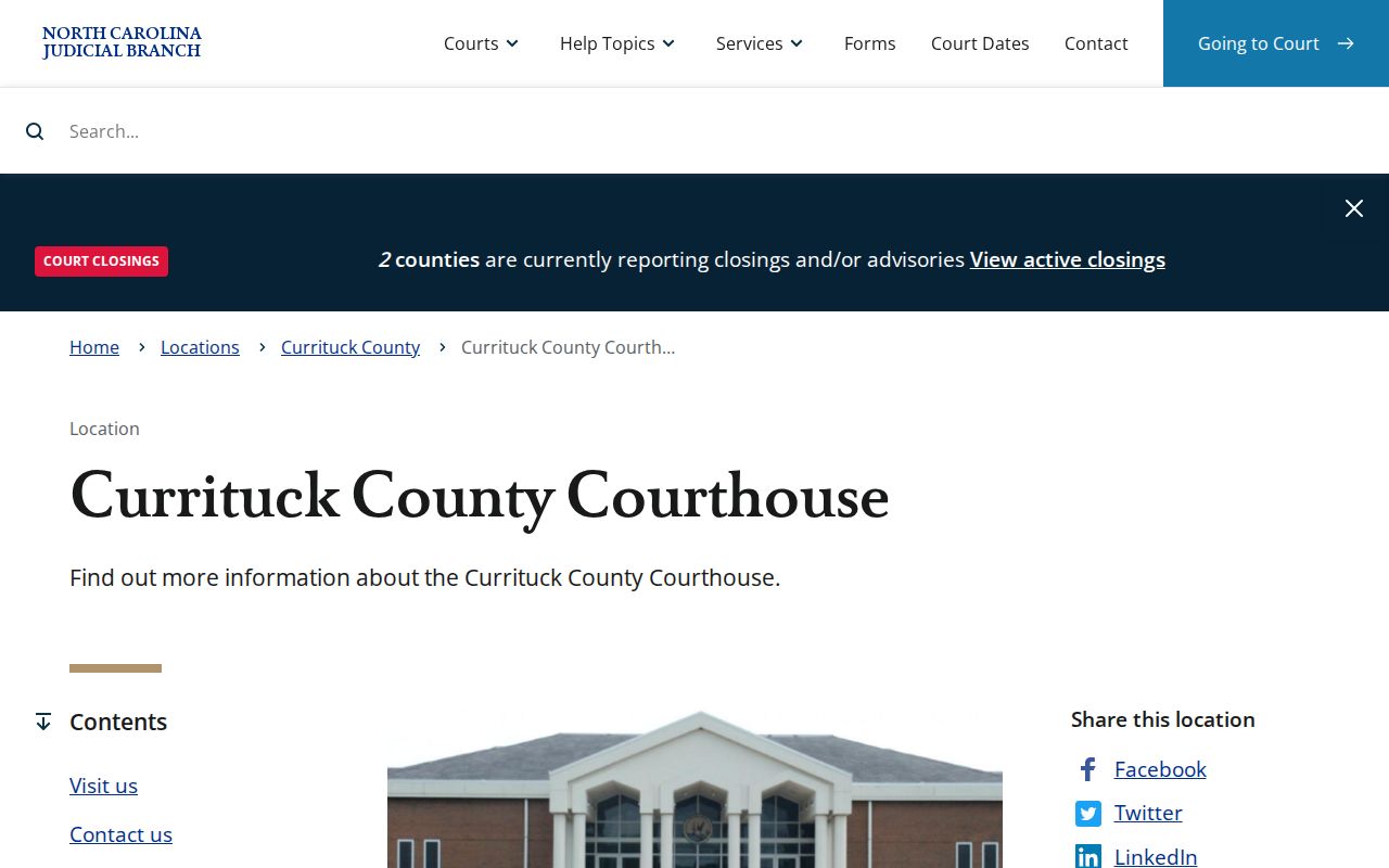 Currituck County Courthouse source for Currituck arrest court records