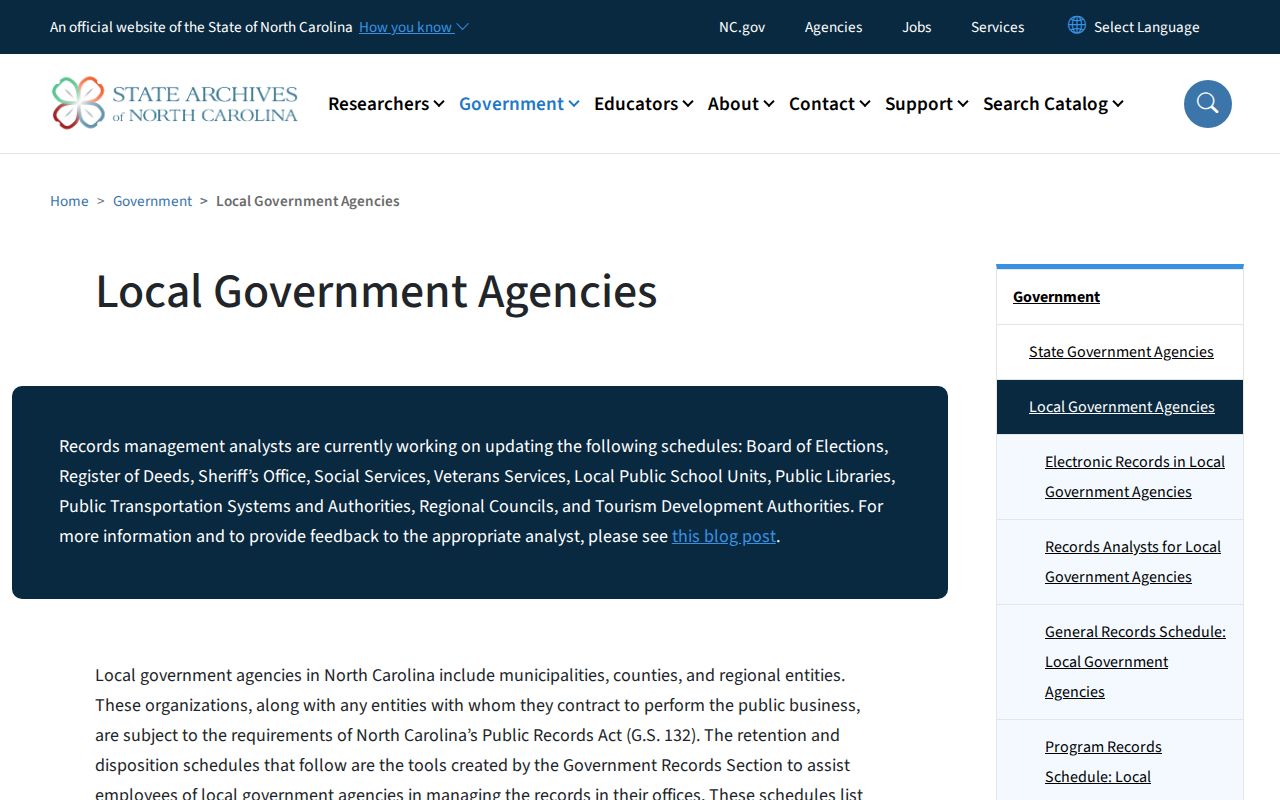North Carolina local records guidance for Currituck County arrest archives